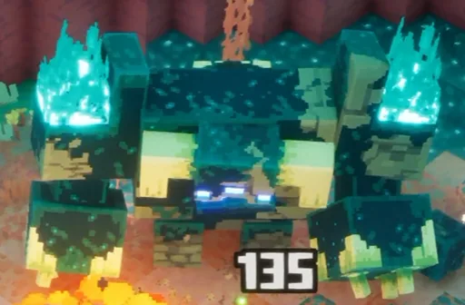 Sculk Monstrosity boss encounter inside the Sift dimension in Minecraft Dungeons II